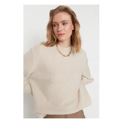 Trendyol Stone Wide Pattern Couple Soft Texture Basic Knitwear Sweater