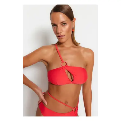 Trendyol Red One-Shoulder Cut Out/Windowed Bikini Top