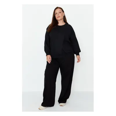 Trendyol Curve Black Wide-Cut Thin, Knitted Sweatpants