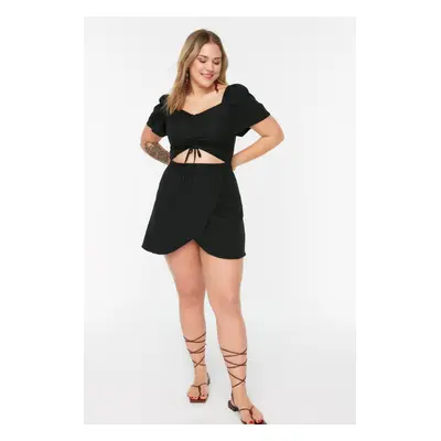 Trendyol Curve Black Woven Gathering And Cutout Detail Dress