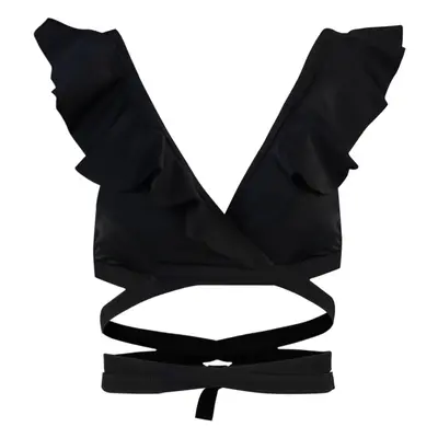 Trendyol Black Triangle Ruffle Bikini Top