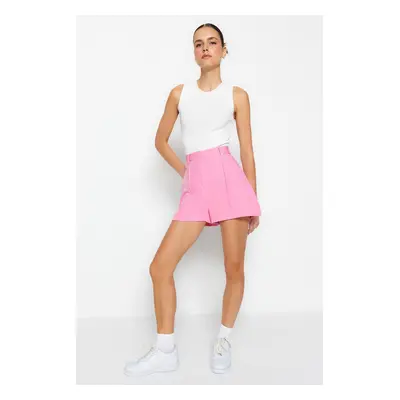 Trendyol Pink Rib Detail Woven Shorts