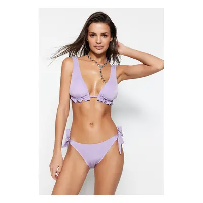 Trendyol Lilac Triangle Ruffle Glitter Bikini Top