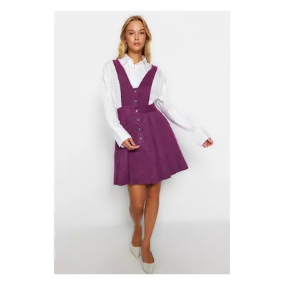 Trendyol Plum Mini Gilet Button Detailní tkané šaty