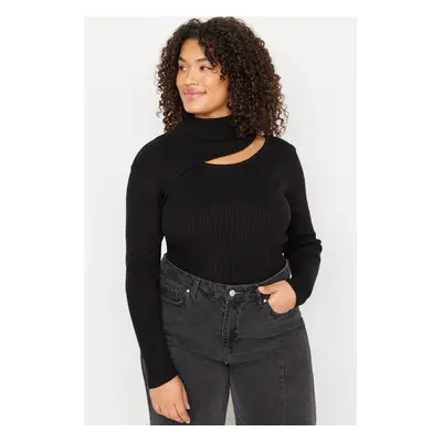 Trendyol Curve Black Detachable Collar Thin Knitwear Sweater