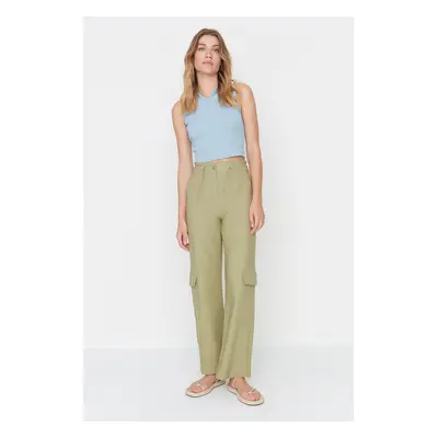 Trendyol Khaki Cargo Trousers with Woven Rope Detail