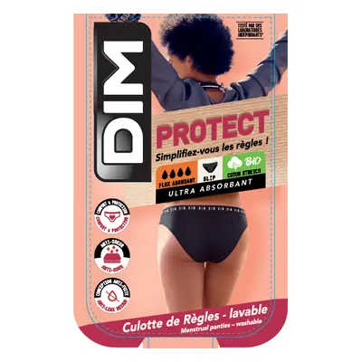 Černé dámské noční menstruační kalhotky Dim MENSTRUAL NIGHT SLIP