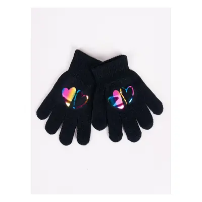 Yoclub Kids's Girls' Five-Finger Gloves With Hologram RED-0068G-AA50-004