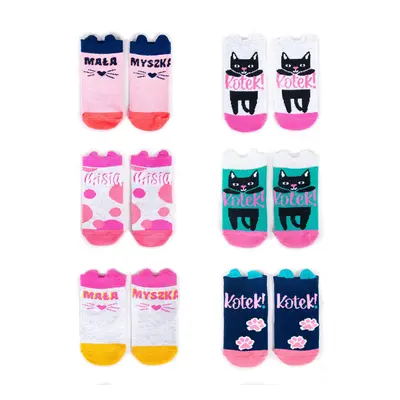 Yoclub Kids's Cotton Baby Girls' Socks Patterns Colors 6-pack SKC/3D-EARS/6PAK/GIR/001