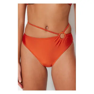 Trendyol High Waist Normal Leg Bikini Bottom se skořicovými doplňky