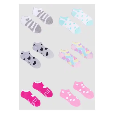 Yoclub Kids's Girls' Ankle Cotton Socks Patterns Colours 6-Pack SKS-0008G-AA00-004