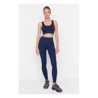 Trendyol Dark Navy Bezešvé/Bezešvé Komprese Pletené sportovní punčocháče po celé délce