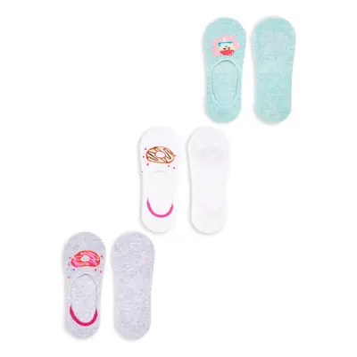 Yoclub Kids's Girls' Ankle No Show Boat Socks Patterns 3-pack SKB-44/3PAK/GIR/001