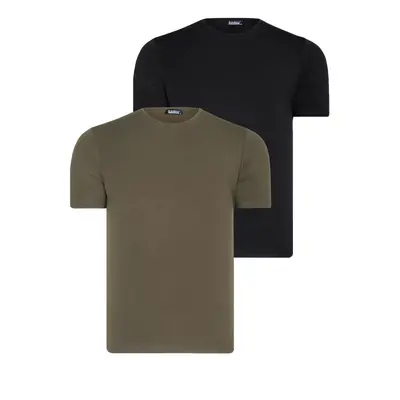 DUAL SET T8569 DEWBERRY PÁNSKÉ TRIČKO LÍMEČKEM NA KOLE-ČERNÁ-KHAKI