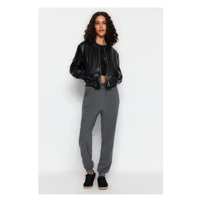 Trendyol Anthracite Loose Jogger Normální pas Tlusté pletené tepláky