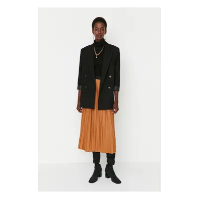 Trendyol Camel Pleated High Waist Woven Skirt