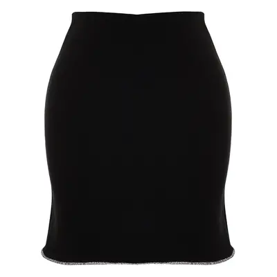 Trendyol Black Fitted Shiny Stone Woven Skirt