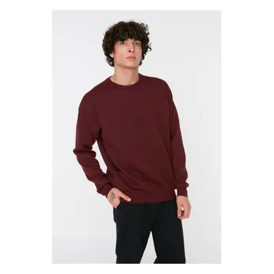 Trendyol Claret Red Oversize/Wide Cut Long Sleeve Textured Sweatshirt