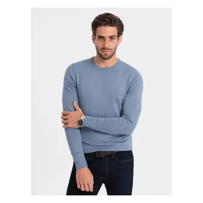 Ombre Classic men's sweater with round neckline - light blue