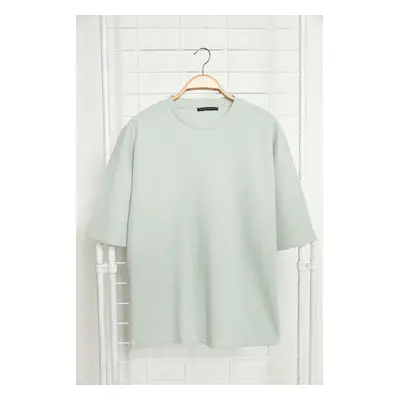 Trendyol Basic Mint Oversize/Wide Cut Textured Waffle Short Sleeve T-Shirt