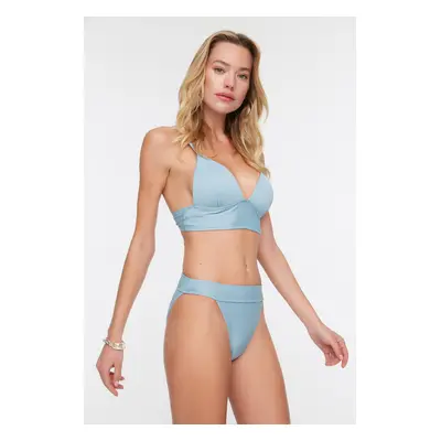 Trendyol Blue Textured High Leg Regular Bikini Bottom