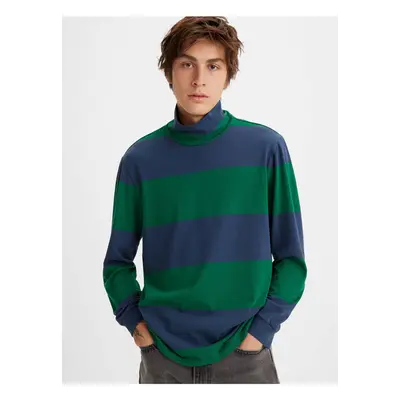 Levi&#39;s Modro-zelené pánské tričko Levi's® LS Turtleneck Tee Alpha Naval - Pánské