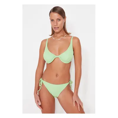 Trendyol Zelené Kostice Inverted V Underwire Ručník Bikiny Top