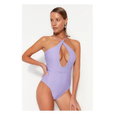 Trendyol Lilac Barbell Neck Tie Regular Leg Plavky