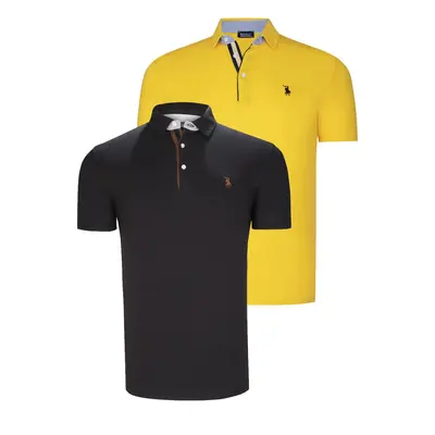 DUAL SET T8582 DEWBERRY MENS T-SHIRT-BLACK-YELLOW