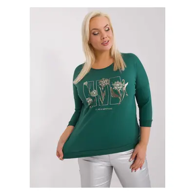 Tmavě zelená halenka plus size s aplikacemi