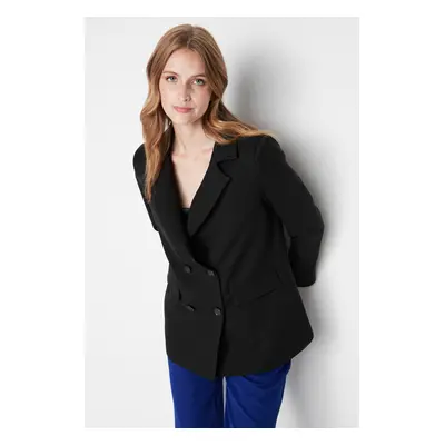 Trendyol Black Regular Lined Buttoned Woven Blazer Jacket