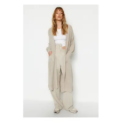 Trendyol Stone Maxi Basic Knitwear Cardigan