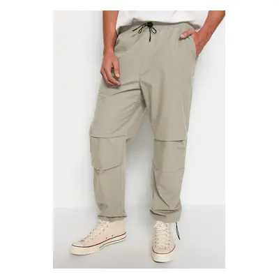 Trendyol Light Khaki Elastic Waist Tied Jogger Fit Baggy Parachute Pants