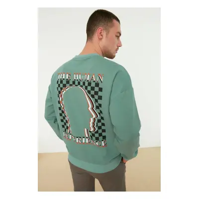 Trendyol Mint Oversize/Wide Cut Printed Sweatshirt