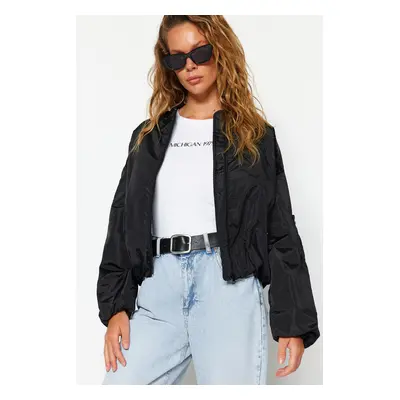 Trendyol Black Oversized Bomber Jacket Coat