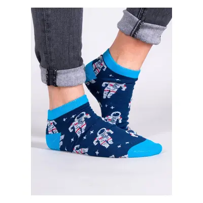 Yoclub Unisex's Ankle Funny Cotton Socks Patterns Colours SKS-0086U-A500 Navy Blue