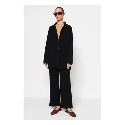 Trendyol Anthracite Slit Detailed Cardigan-Pants Knitwear Suit