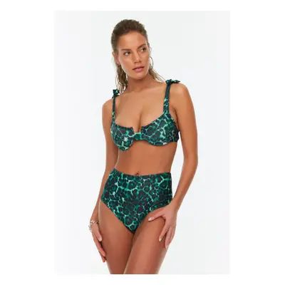 Trendyol Animal Patterned High Waist Normal Leg Bikini Bottom