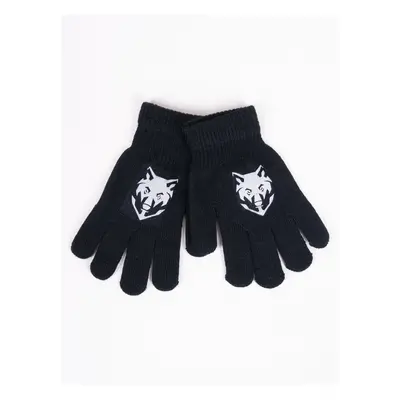 Yoclub Kids's Boys' Five-Finger Gloves With Reflector RED-0237C-AA50-001