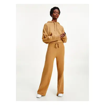 Hnědé dámské volné tepláky Tommy Hilfiger Flex Wide Leg Pant - Dámské