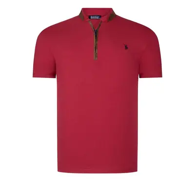 T8571 DEWBERRY ZIPPERED MEN'S T-SHIRT-PLAIN BURGUNDY