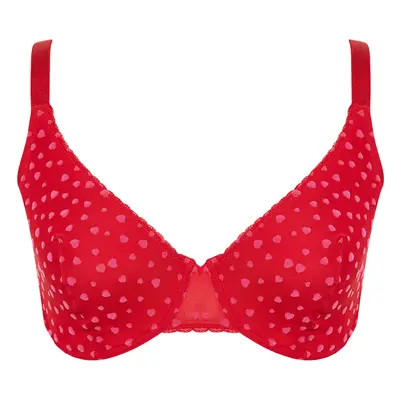 Trendyol Curve Red Polka Dot Wire Mesh Plus Size Bra