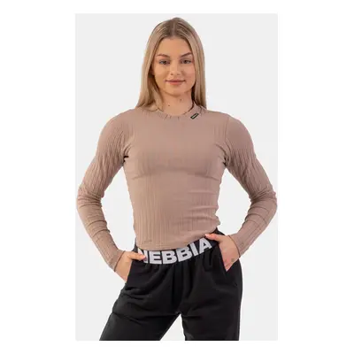 Dámské tričko Nebbia Organic Cotton Ribbed Long Sleeve Top brown