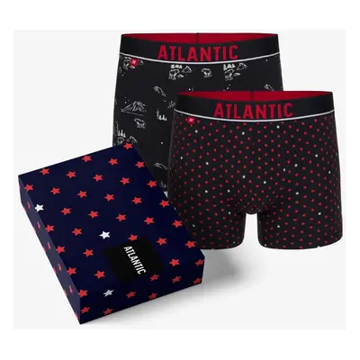 Pánské boxerky Stars ATLANTIC 2Pack + dárková krabička - námořnická modř, námořnická modř