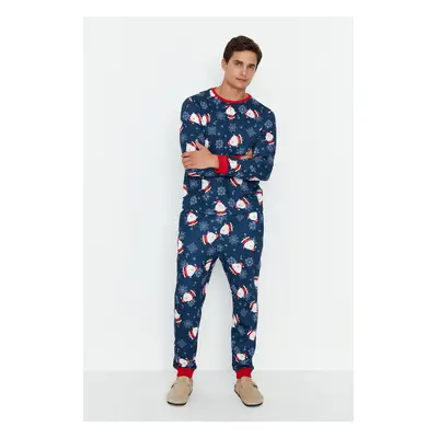 Trendyol Navy Blue Regular Fit Knitted Pajama Set Family Combination