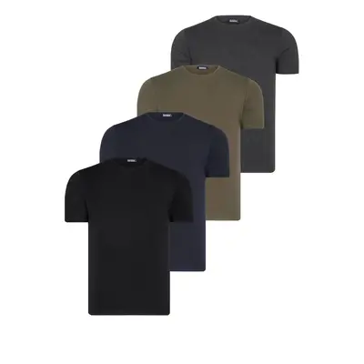 QUAD SET T8569 DEWBERRY BIKE COLLAR MEN'S T-SHIRT-BLACK-NAVY BLUE-ANTHRACITE-KHAKI