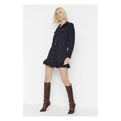 Trendyol Navy Blue Button Detailed Mini Woven Shirt Dress