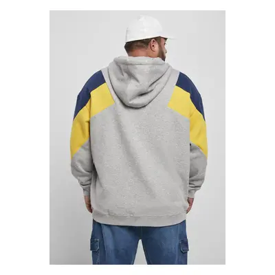 Oversize 3-Tone Hoody šedá/medová/tmavě modrá