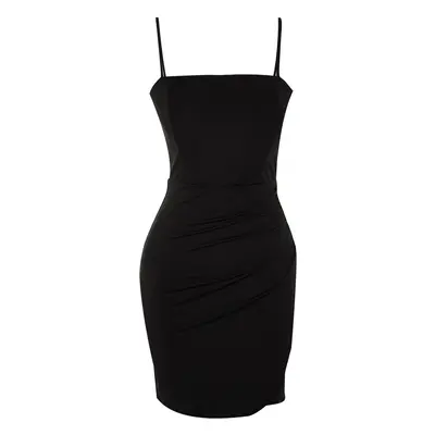 Trendyol Black Fitted Corset Detailed Knitted Short Elegant Evening Dress