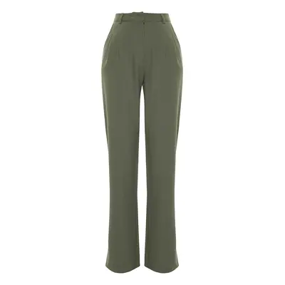 Trendyol Limited Edition Mint Straight/Straight Cut Pleated Woven Fabric Trousers